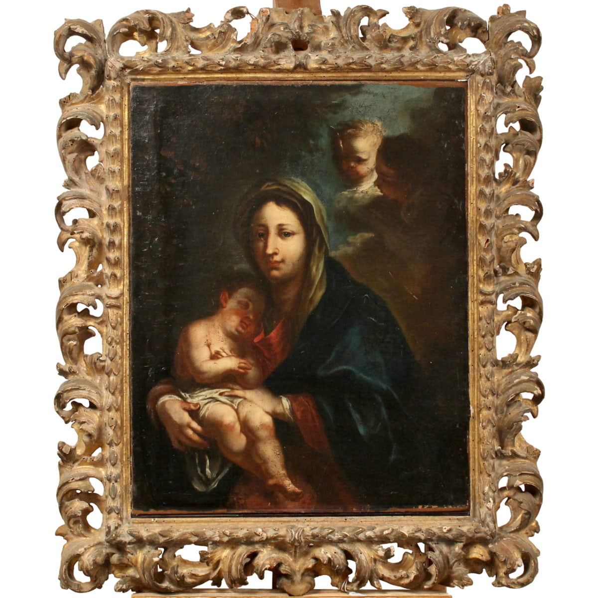 Scuola napoletana della fine del secolo XVII  "La Madonna con il Bambino" - Neapolitan school of the end of the 17th century "The Madonna and Child"