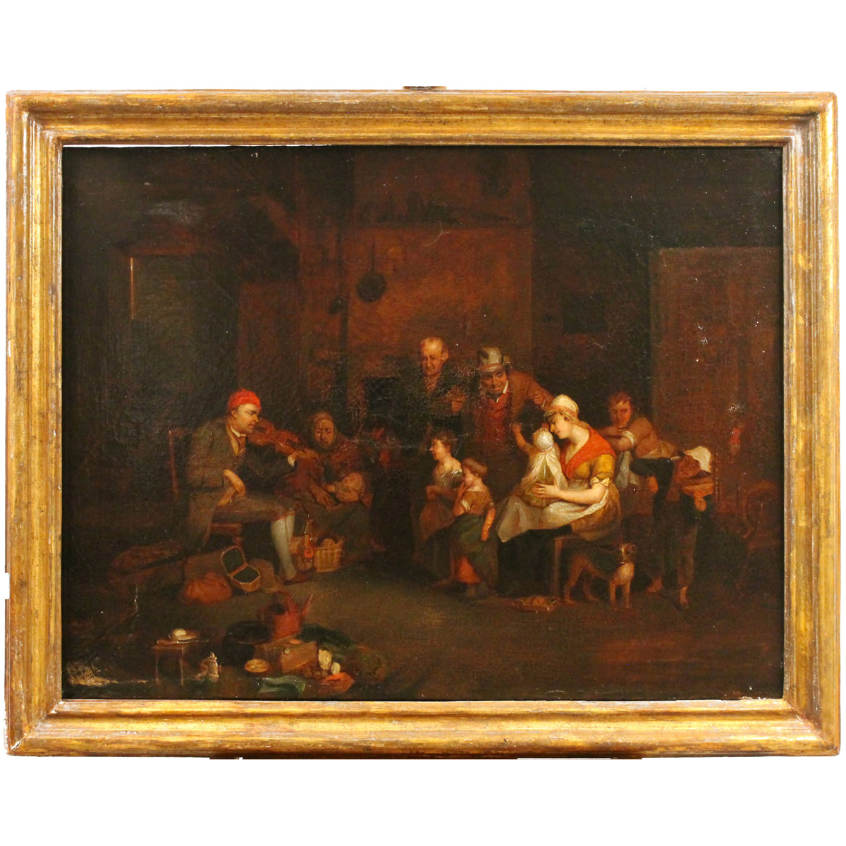 Scuola fiamminga del secolo XVIII "Scena di interno con figure" - 18th century Flemish school "Interior scene with figures"