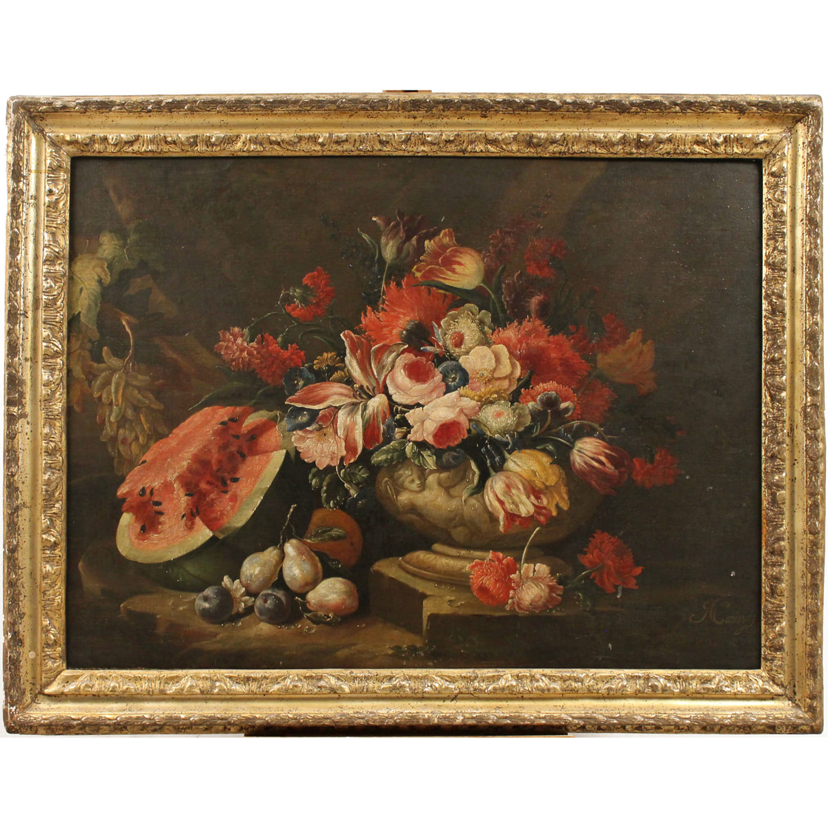 Nicola Casissa (1680/1731) "Natura morta di fiori e frutta" - "Still life of flowers and fruit"