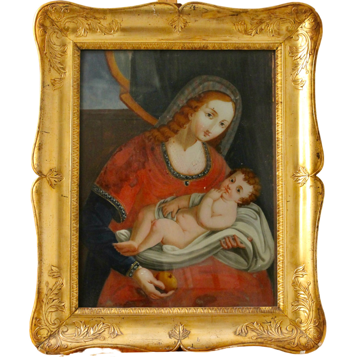 Scuola siciliana del XVIII secolo "La Madonna con il Bambino" - 18th century Sicilian school "The Madonna with Child"