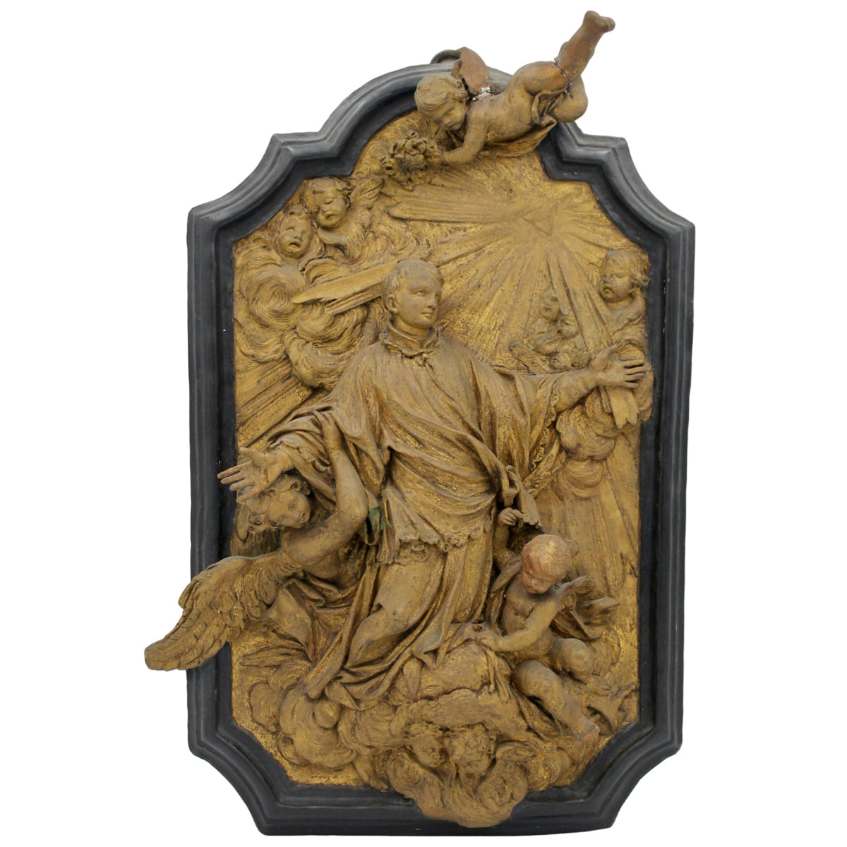 Figura di Santo con cherubini - Figure of a Saint with cherubs