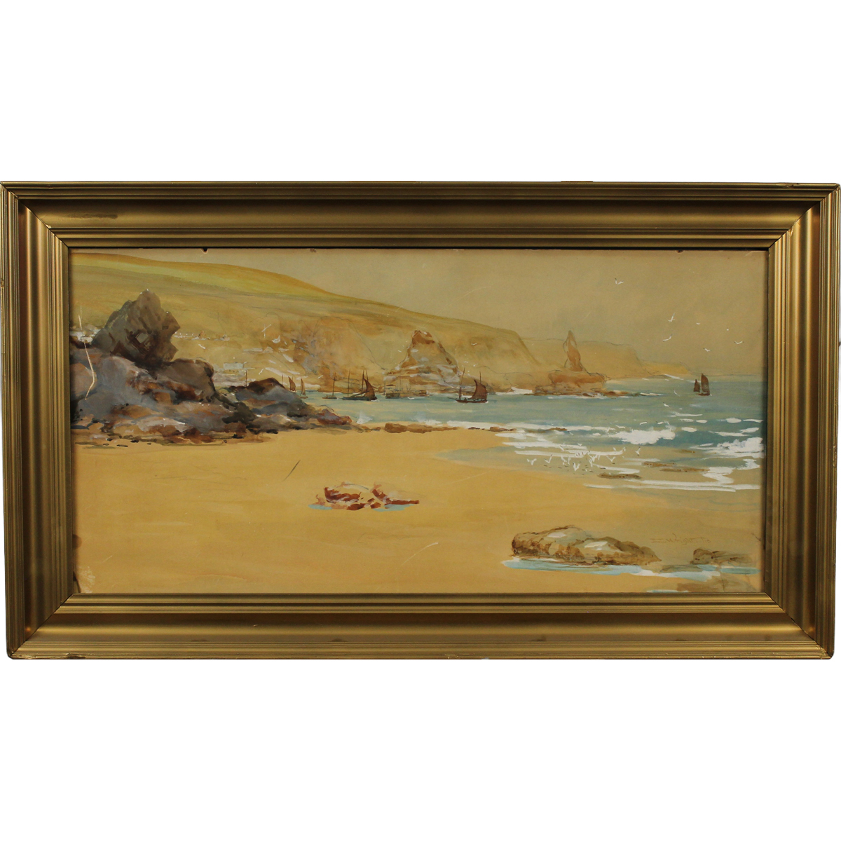 E. Wright "Marina con barche"