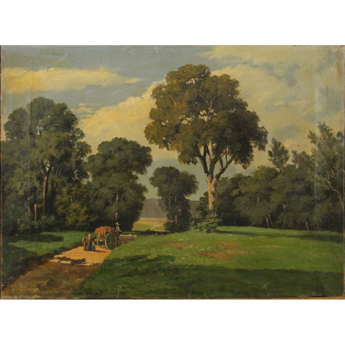 Pittore siciliano del secolo XIX "Paesaggio di campagna con carretto e figure"