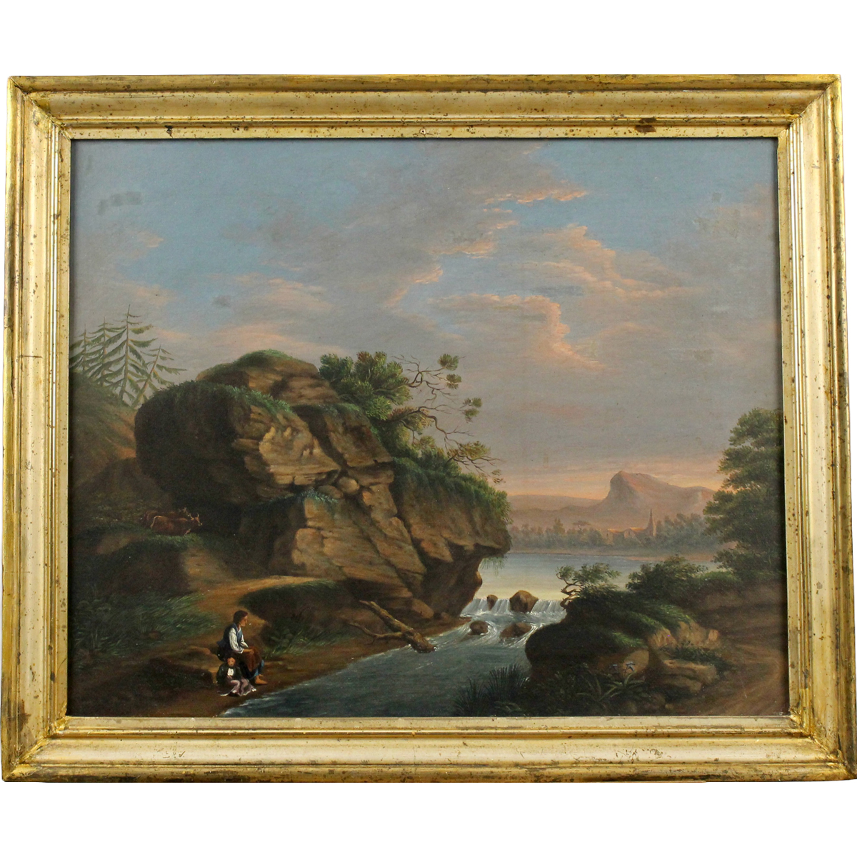Andrea Sottile (1802/1856) (attr.) "Paesaggio con figure"