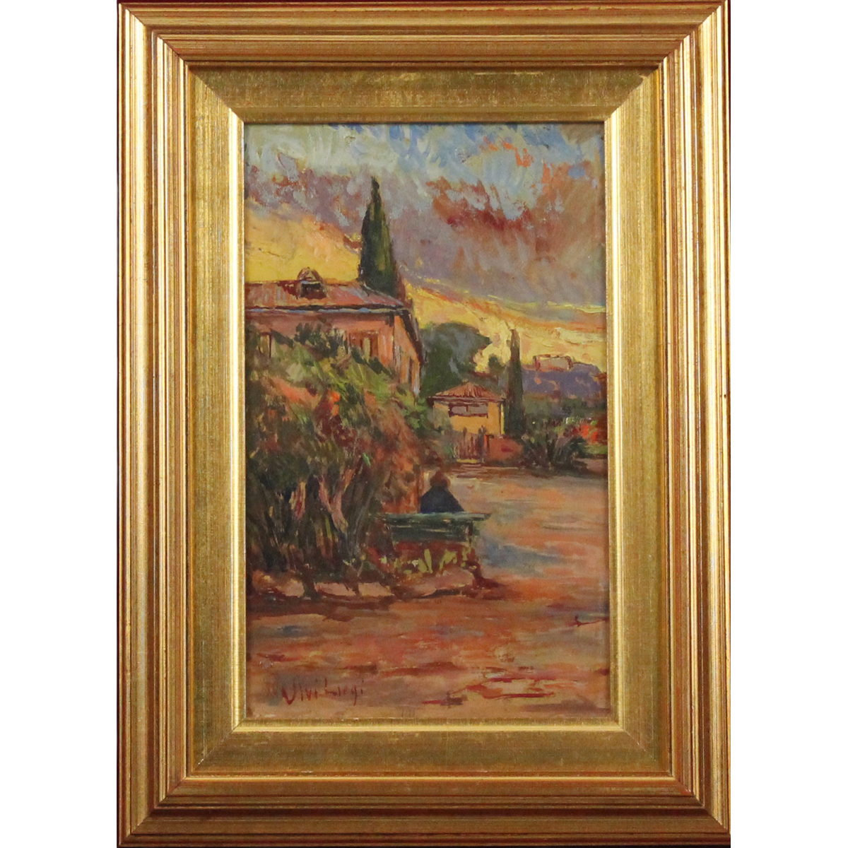 Ulvi Liegi (1858/1939) "Paesaggio con figura"