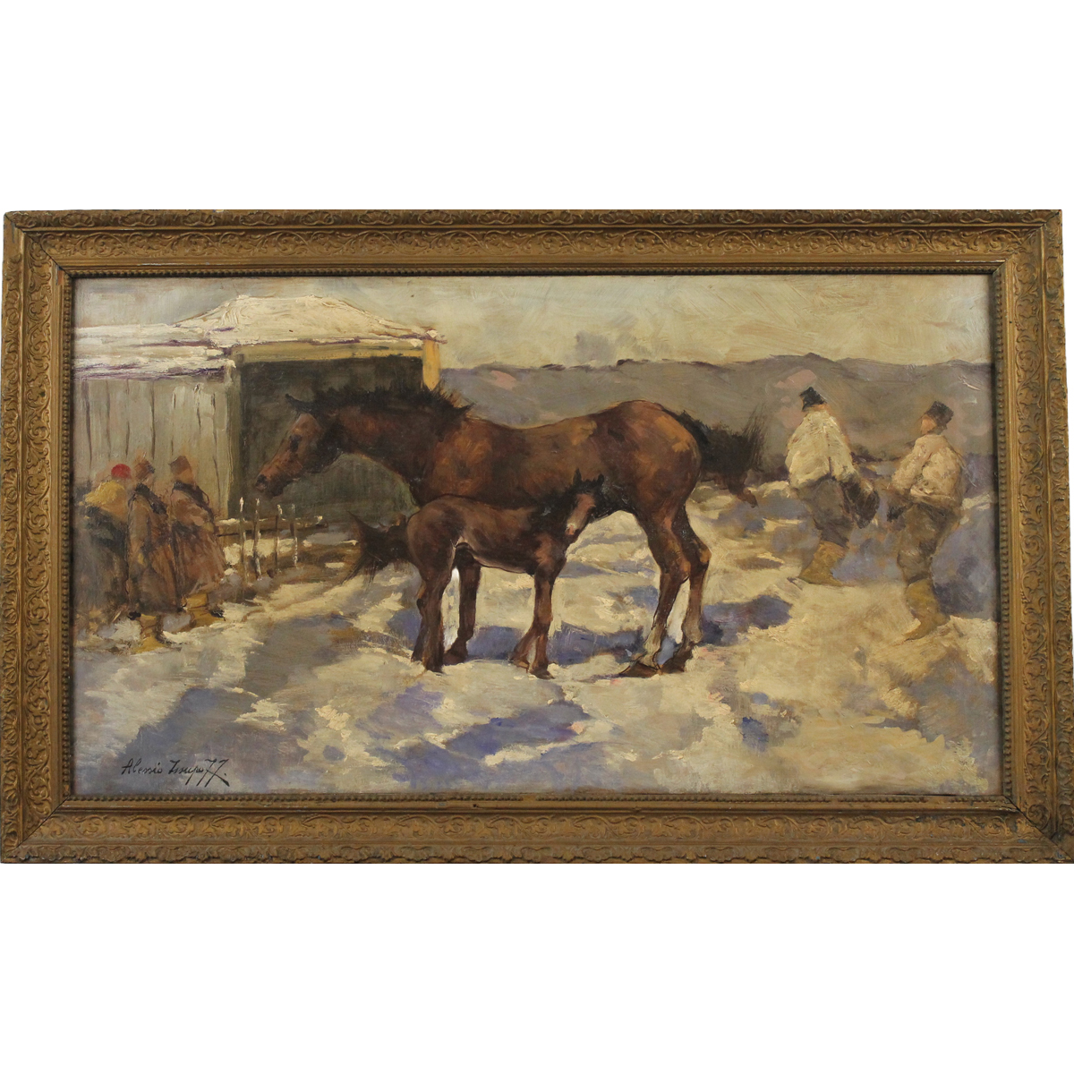 Alessio Issupoff (1889/1957) "Cavalli nella steppa"