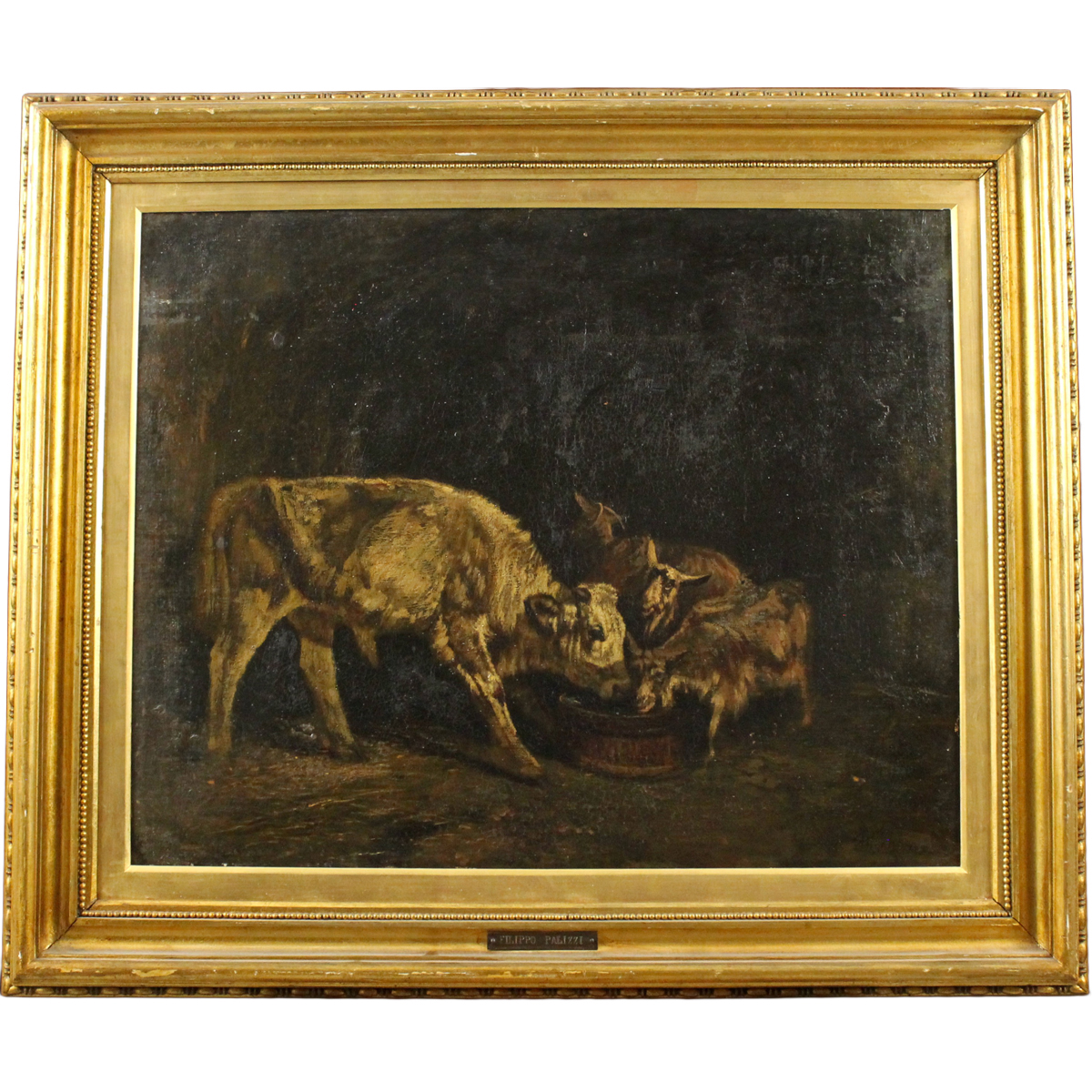 Filippo Palizzi (1818/1899) "Buoi nella stalla"