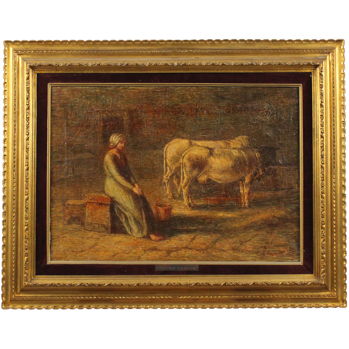 Giovanni Segantini (1858/1899) (attr.) "Nella stalla"