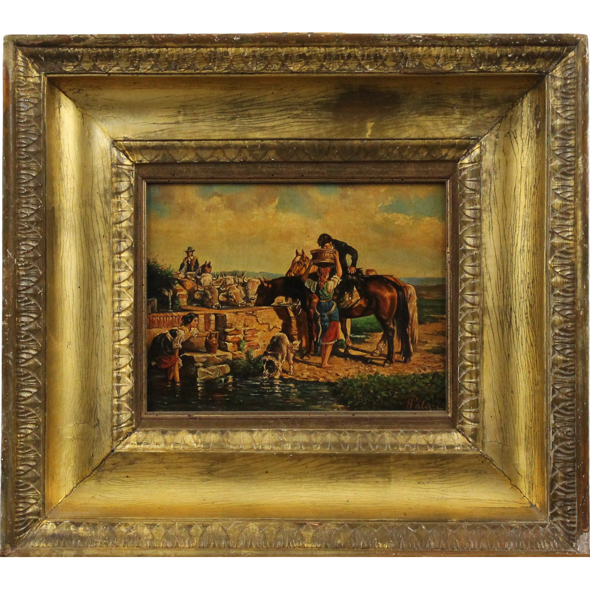 Filippo Palizzi (1818/1899) (attr.) "All' abbeveratoio"
