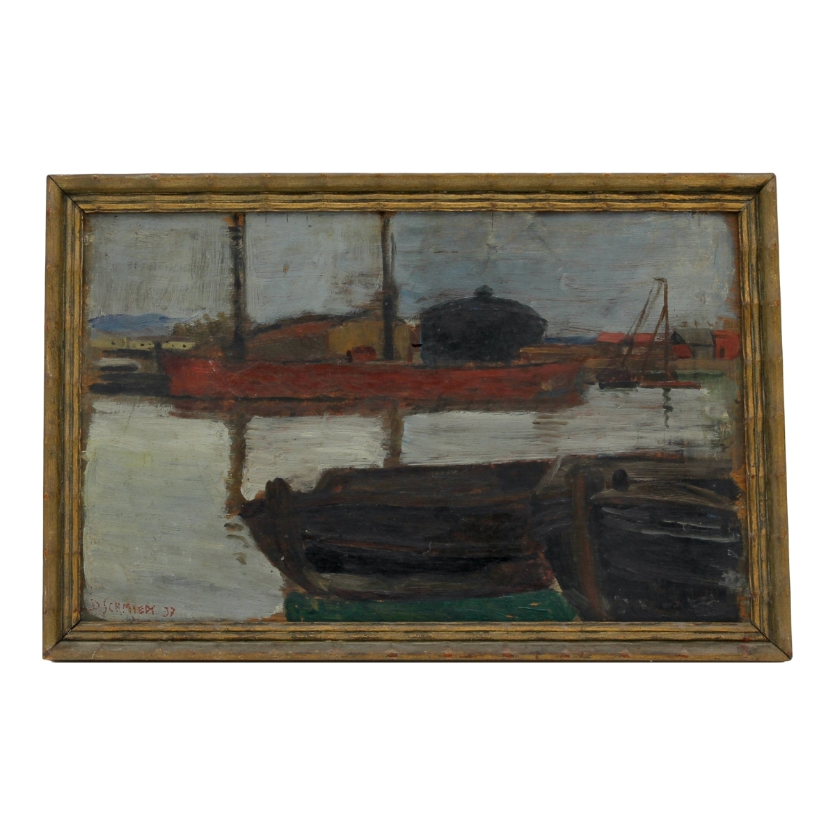 Daniel Schmiedt (1888/1954) "Veduta di porto"