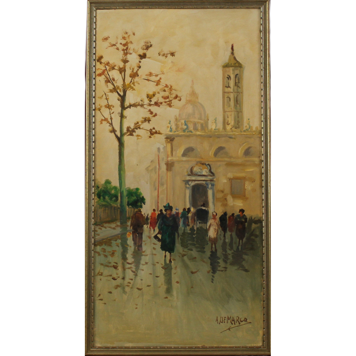 A. De Marco "Veduta città con figure"