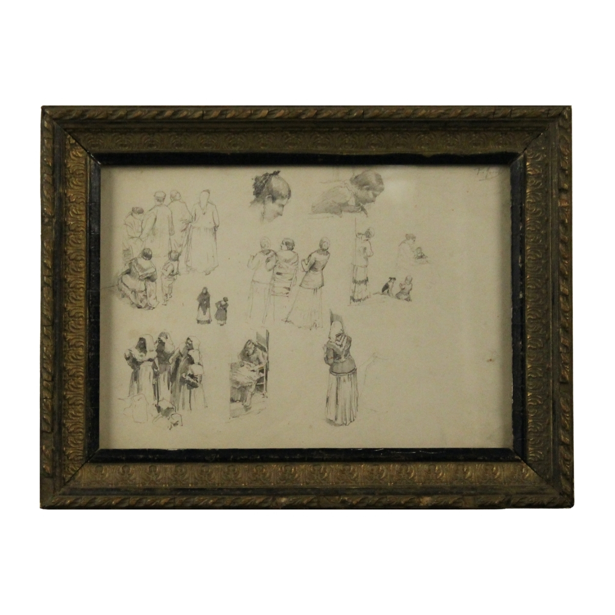 Pio Joris (1843/1921) "Studi di figure"