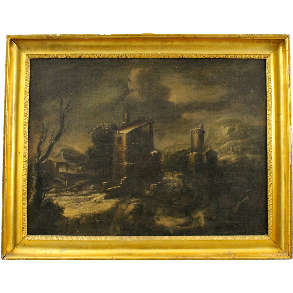 Scuola dell'Italia settentrionale della fine del secolo XVIII "Paesaggio innevato con casolari"