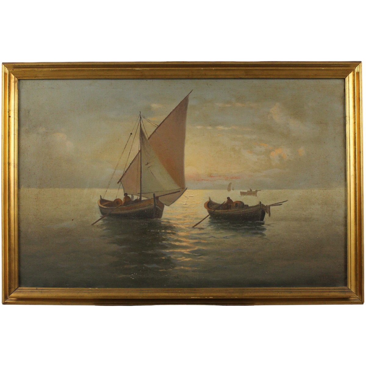 Vincenzo Udine (1898/1981)"Marina con barche"