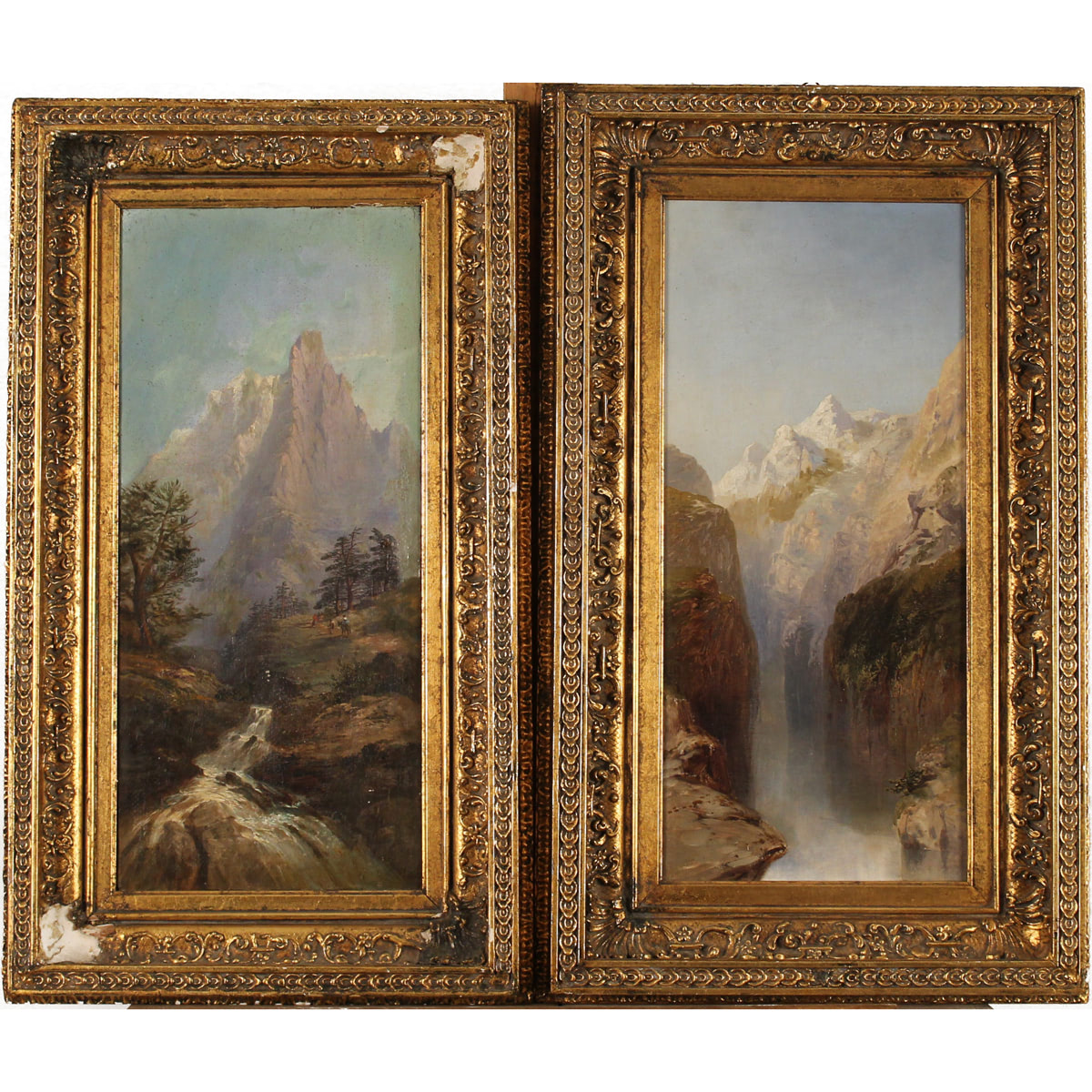 Scuola inglese della fine del secolo XIX "Paesaggi montuosi" - English school of the late 19th century "Mountain landscapes"