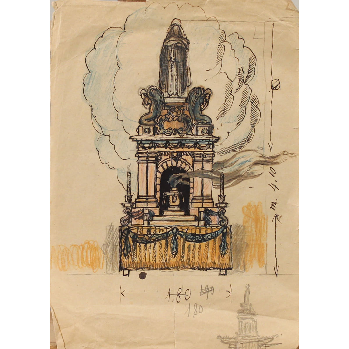 Bozzetto di carro votivo - Sketch of a votive chariot
