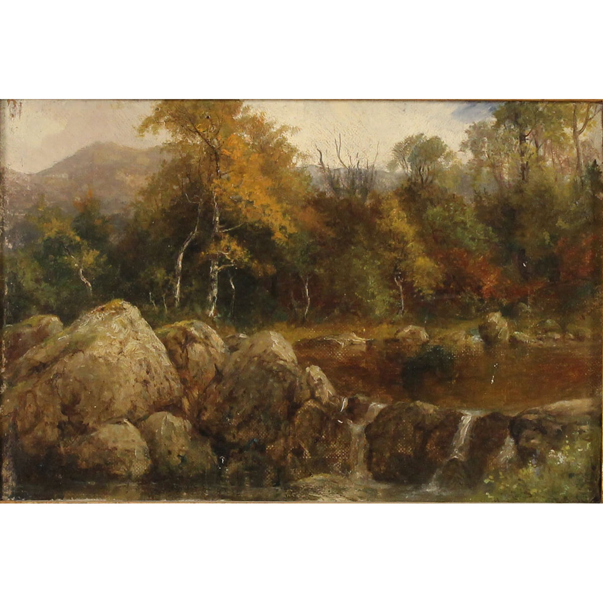 Scuola inglese fine secolo XIX "Paesaggio roccioso" - English school, late 19th century "Rocky landscape"
