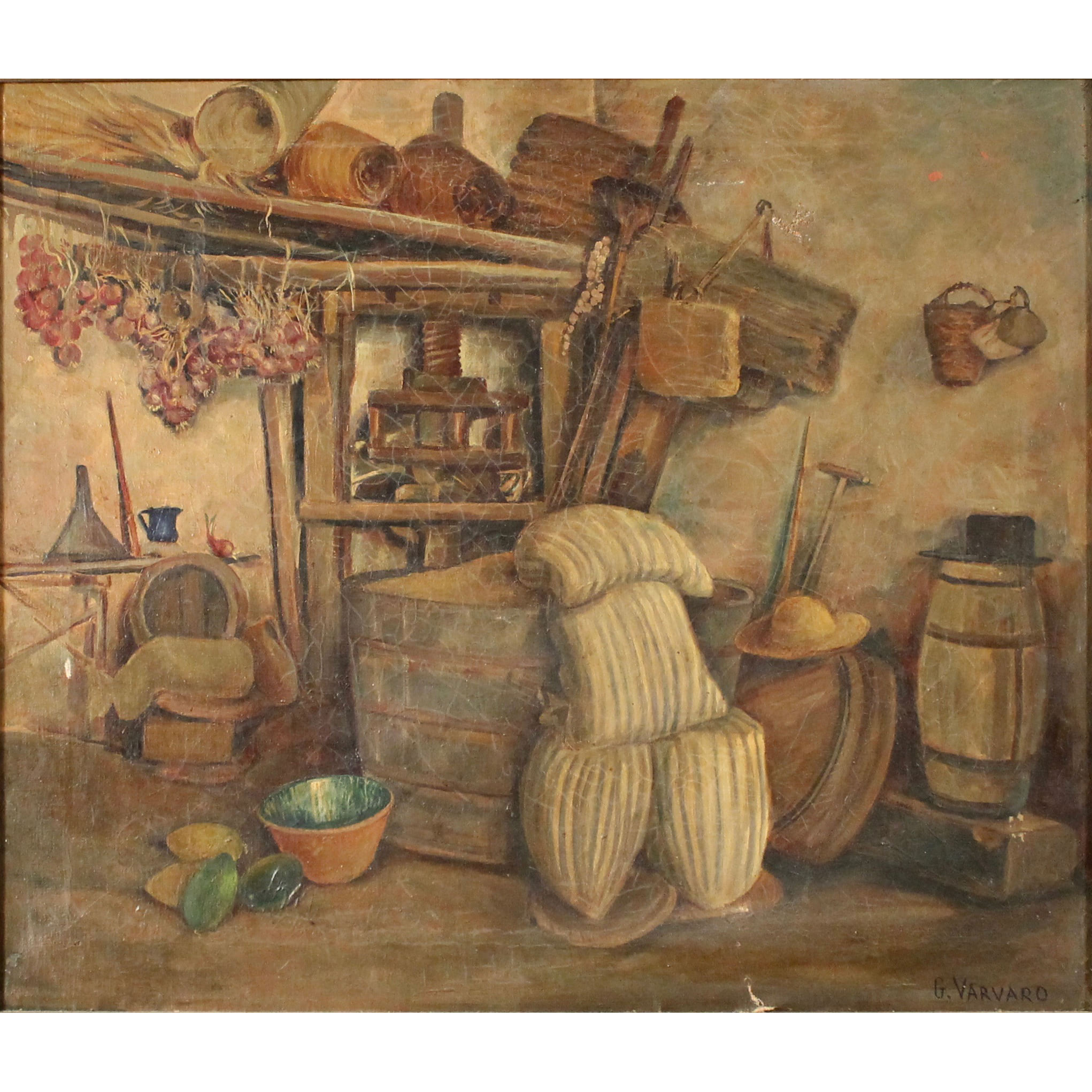 Giovanni Varvaro (1888/1973) "Interno di magazzino" - "Warehouse Interior"