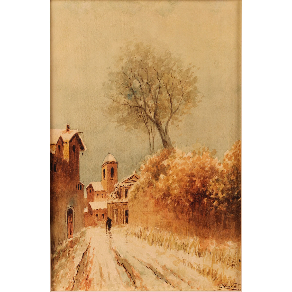 Vincenzo Vitrano (1907/1974) "Strada di paese" - "Country road"