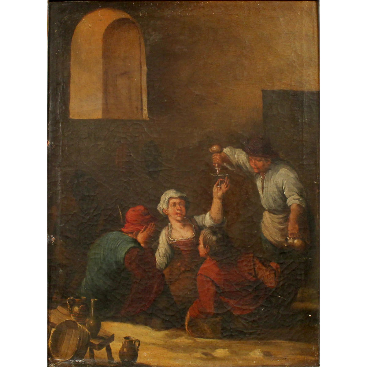 Scuola fiamminga della fine del secolo XVIII "Bevitori all'osteria" - Flemish school of the late eighteenth century "Drinkers at the tavern"