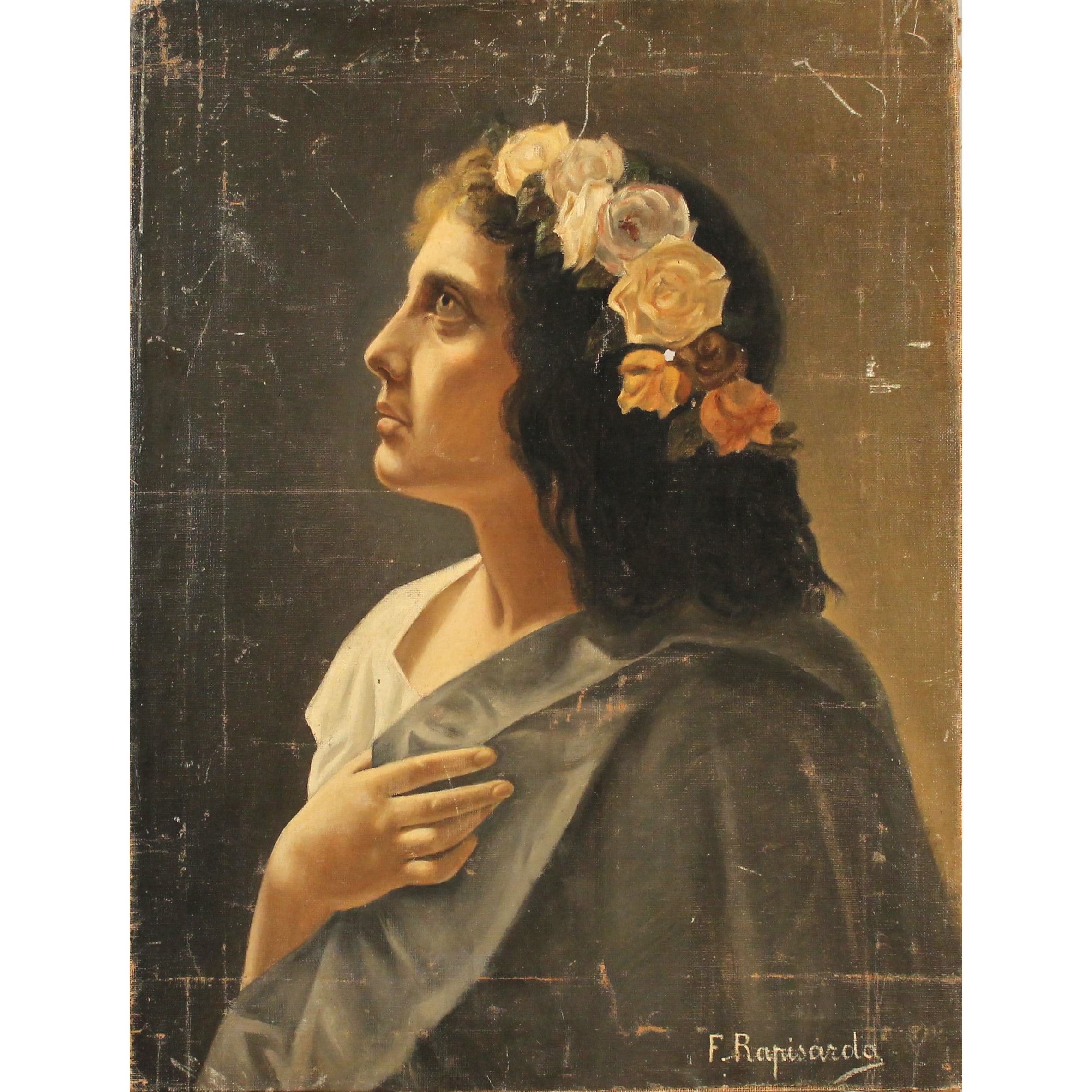 Profilo di donna con rose - Profile of a woman with roses