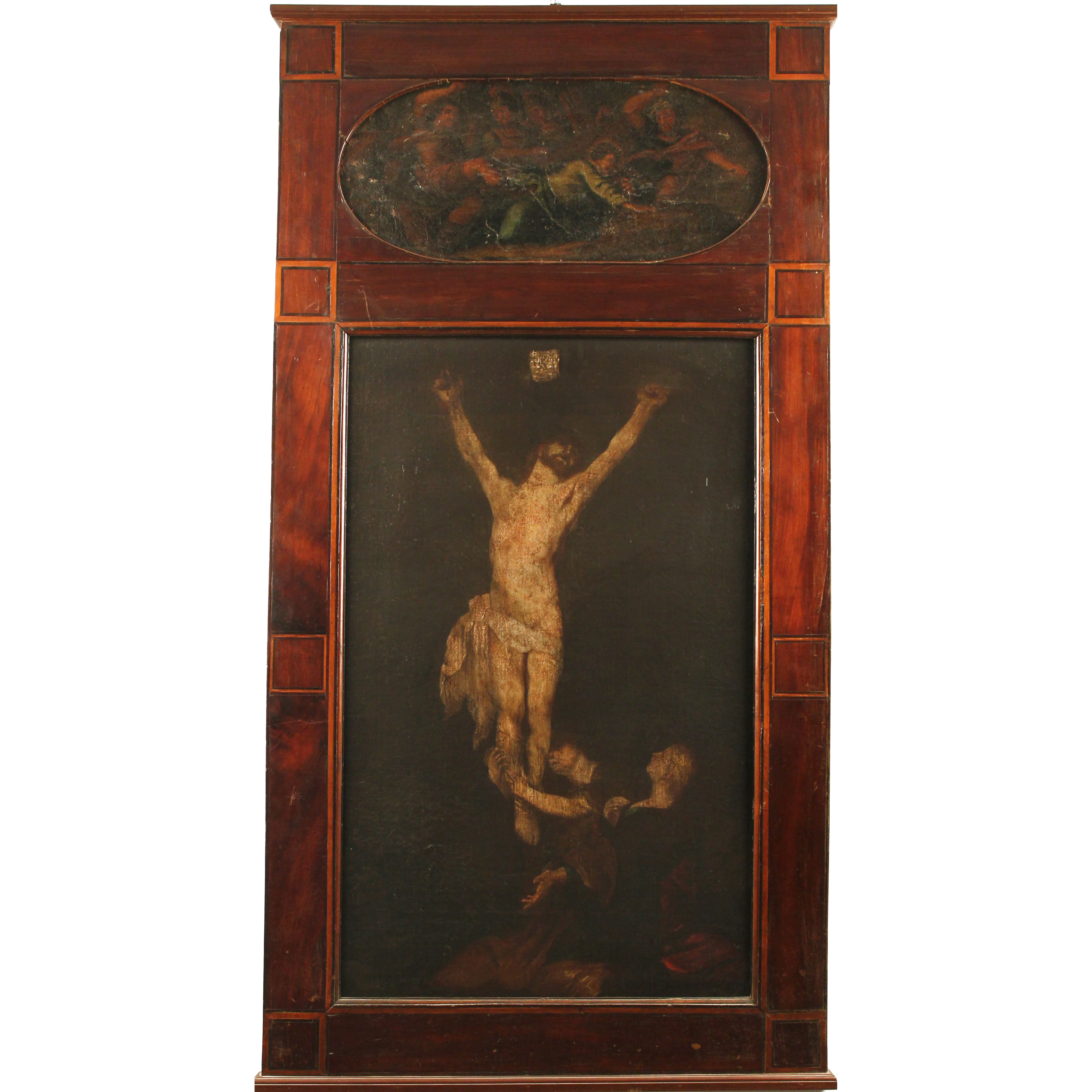 Scuola siciliana del secolo XVIII "Cristo crocifisso e fustigazione" - Sicilian school of the eighteenth century "Christ crucified and flogging"