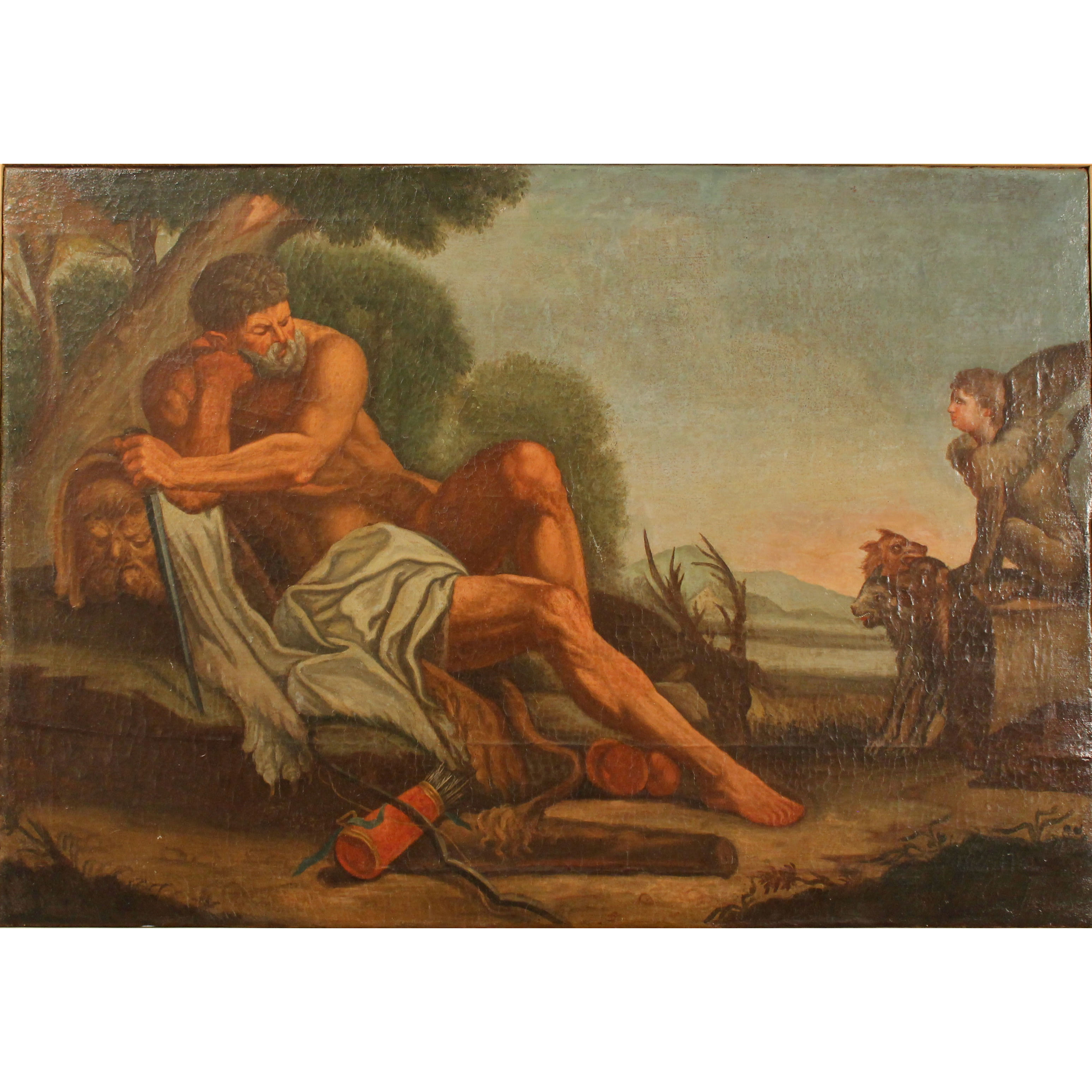 Scuola siciliana del secolo XVIII "Scena mitologica" - Sicilian school of the eighteenth century "Mythological scene"