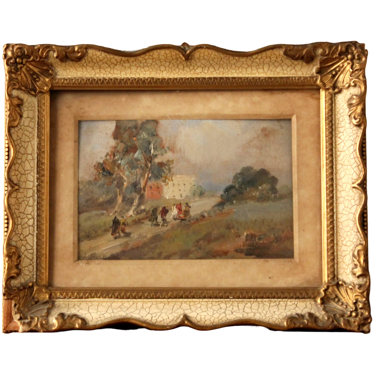 Strada di campagna con figure - Country road with figures