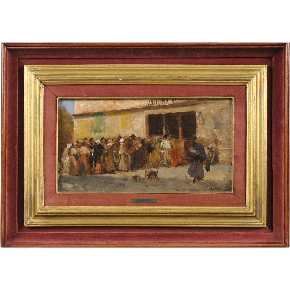 Pio Joris (1843/1921) "Fila di popolo per il pane"
