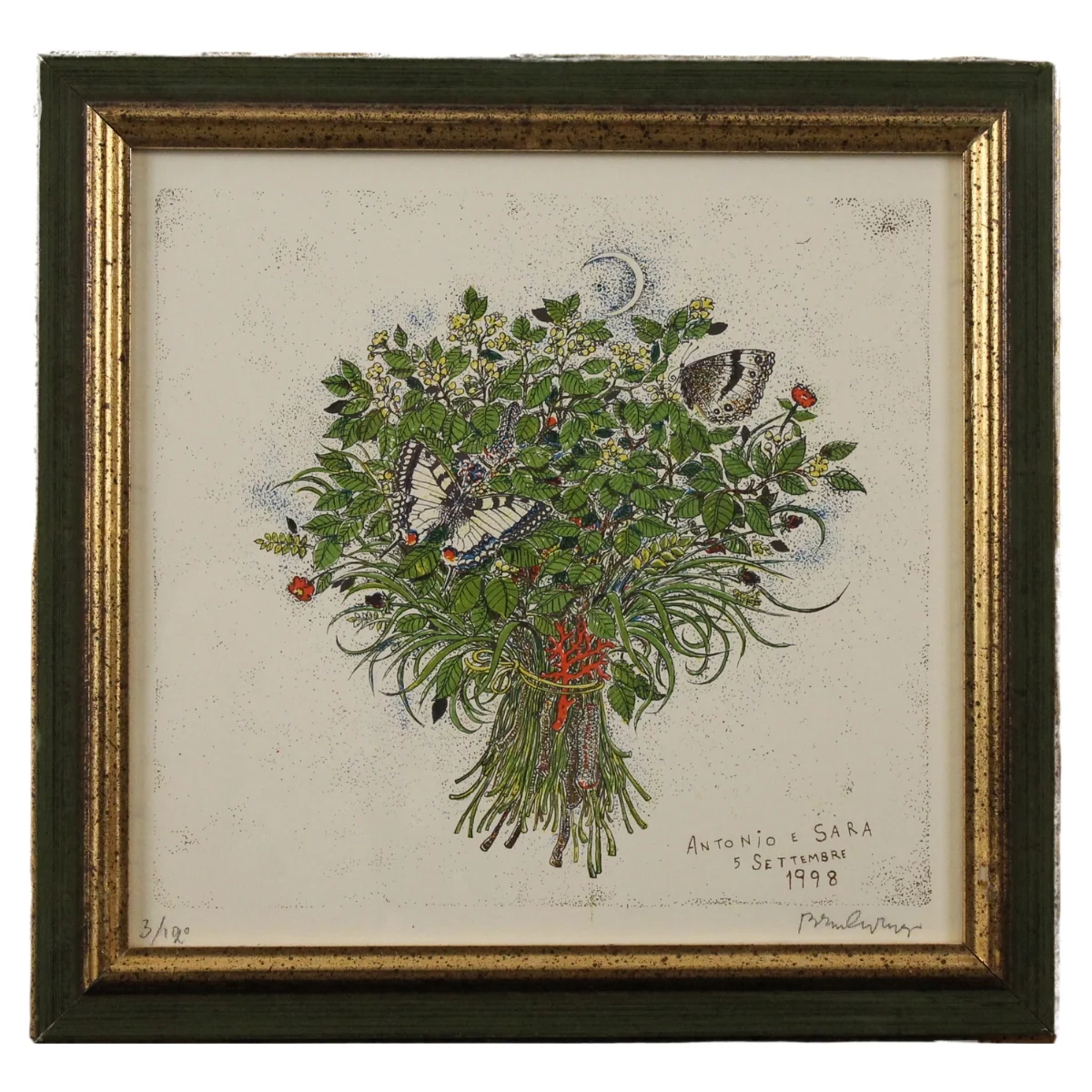 Bruno Caruso (1927/2018) "Natura morta con farfalla"
