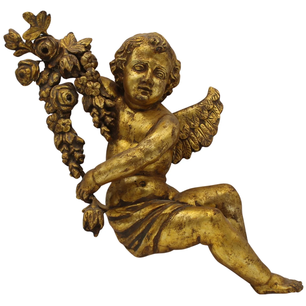 Scultore siciliano degli inizi del secolo XIX "Putto alato con ghirlanda di fiori"