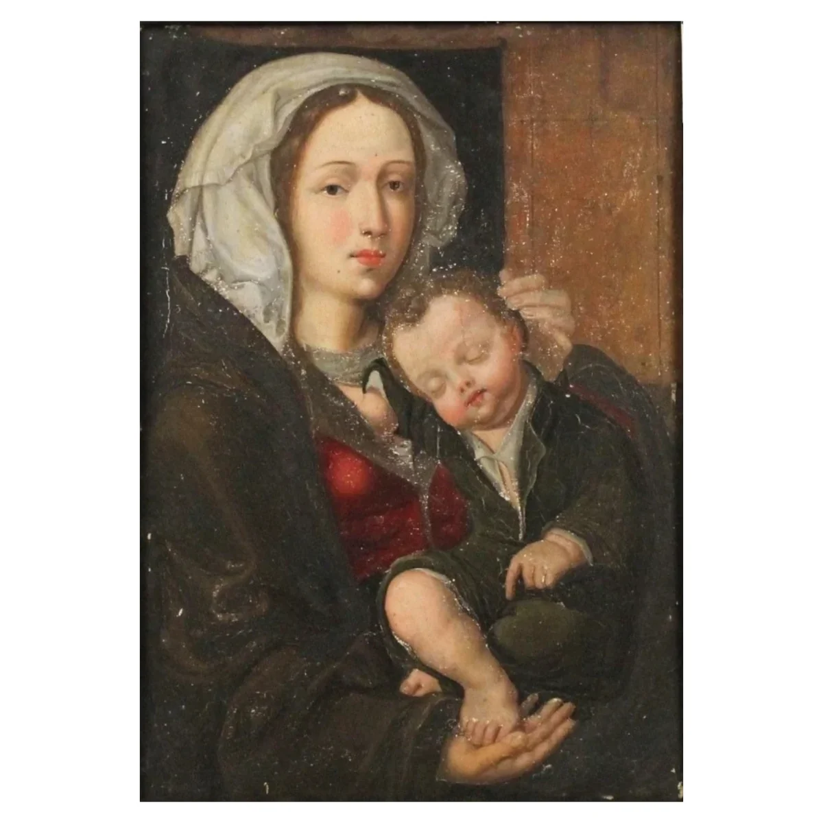 Scuola di Joos Van Cleve "Madonna con Bambino dormiente"