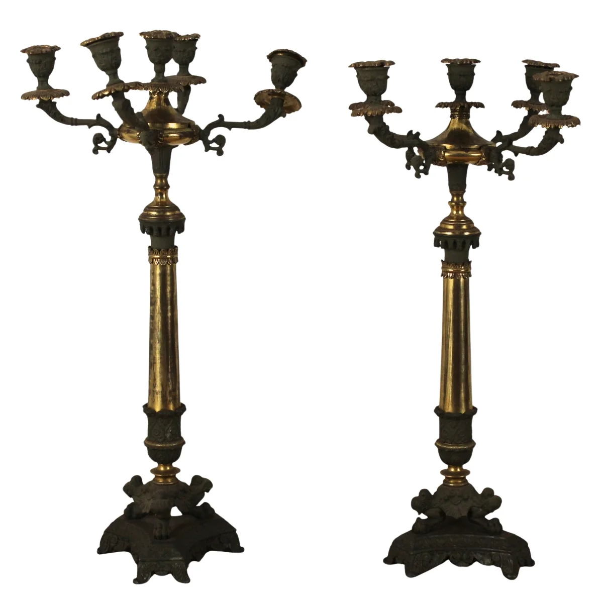 Coppia candelabri a cinque fiamme