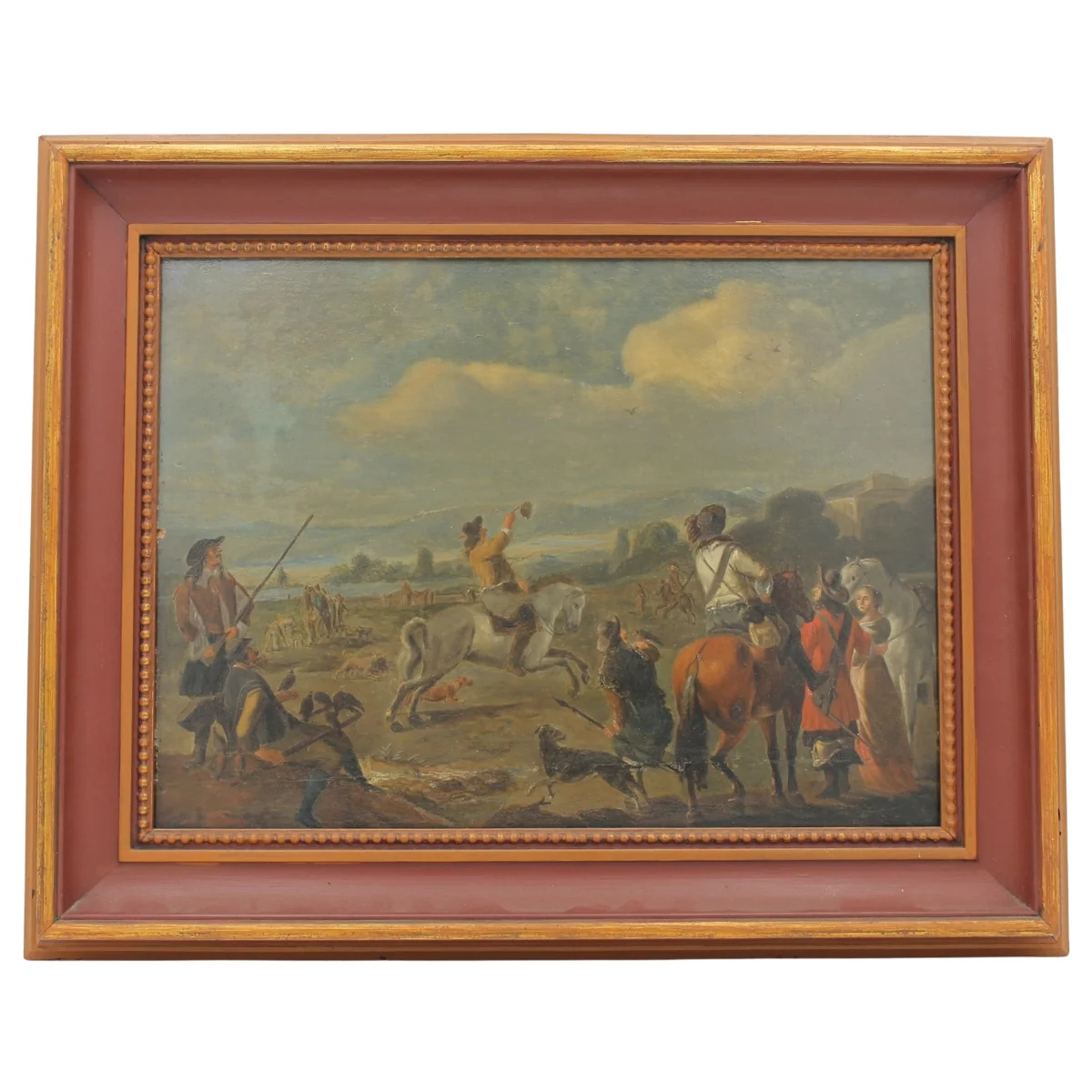Pittore fiammingo del secolo XVIII "Scena di caccia"